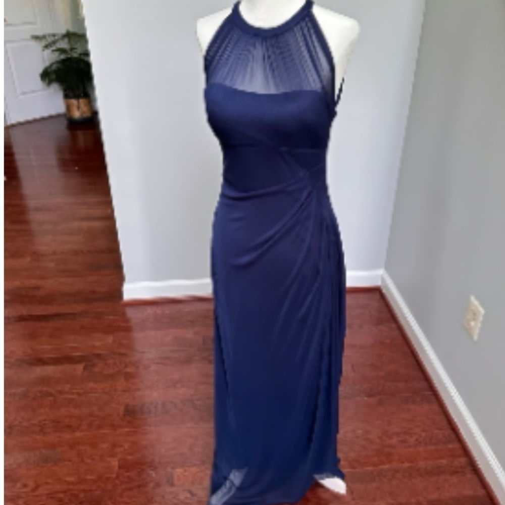 Elegant Navy Blue Evening Gown - Picture 3 of 5